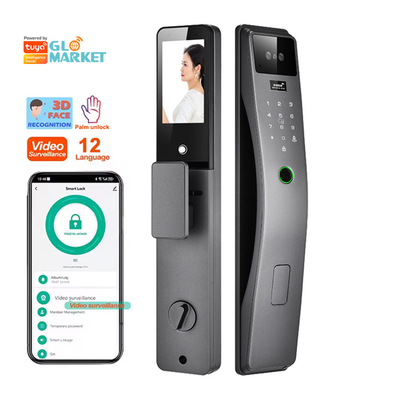 Glomarket 3d riconoscimento facciale Smart Door Lock Tuya Real Time Video Intercom Wifi Intelligent Door Lock With Palm Print