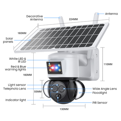 Glomarket 12X ZOOM Proiettore Batteria solare PTZ 6MP Fotocamera Smart Wifi / 4G Ubox Camera di sicurezza