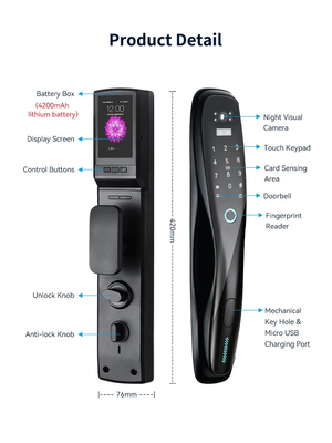 Glomarket 3D Face WIFI Smart Fully Automatic Smart Lock Fingerprint APP Card Key Sblocco chiave di porta intelligente con fotocamera
