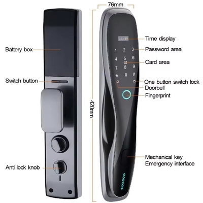 Glomarket 3D Face WIFI Smart Fully Automatic Smart Lock Fingerprint APP Card Key Sblocco chiave di porta intelligente con fotocamera