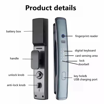 Glomarket Smart Tuya Wifi Porte di blocco Automatico Alarme Impressione digitale Smart APP Chiave digitale Password Sicurezza Blocco automatico