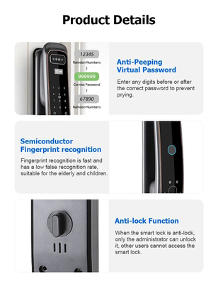 Glomarket Fully Automatic Tuya Wifi Smart Door Lock Controllo del telefono cellulare Fingerprint Password digitale Smart Lock con fotocamera