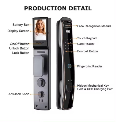 Glomarket Fully Automatic Tuya Wifi Smart Door Lock Controllo del telefono cellulare Fingerprint Password digitale Smart Lock con fotocamera