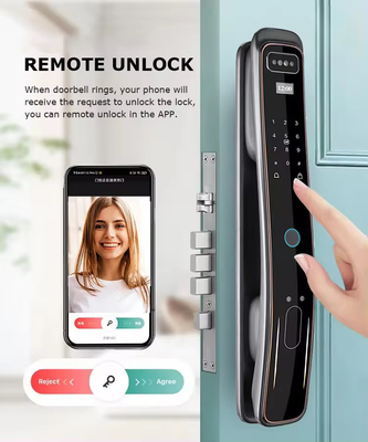Glomarket Fully Automatic Tuya Wifi Smart Door Lock Controllo del telefono cellulare Fingerprint Password digitale Smart Lock con fotocamera