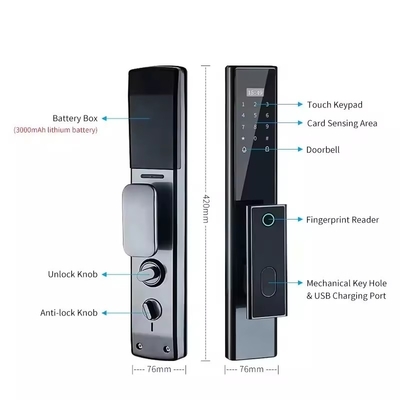 Glomarket Wireless Biometric Fingerprint Security Fully Automatic Smart Lock Digital Password Card Key Lock Con Fotocamera