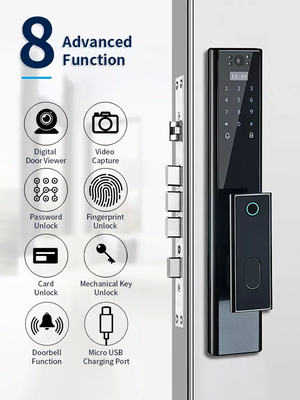 Glomarket Wireless Biometric Fingerprint Security Fully Automatic Smart Lock Digital Password Card Key Lock Con Fotocamera