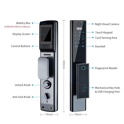 Glomarket Wireless Biometric Fingerprint Security Fully Automatic Smart Lock Digital Password Card Key Lock Con Fotocamera