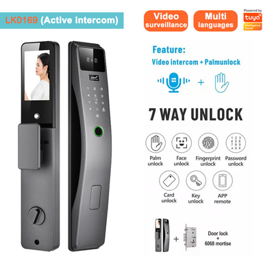 Glomarket 3d riconoscimento facciale Smart Door Lock Tuya Real Time Video Intercom Wifi Intelligent Door Lock With Palm Print