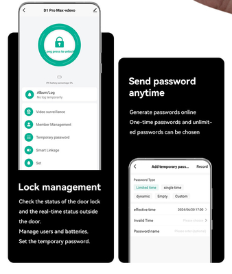 Glomarket Tuya Wifi Smart Lock Porta in legno in alluminio Riconoscimento facciale di impronte palmare impronte digitali digitali