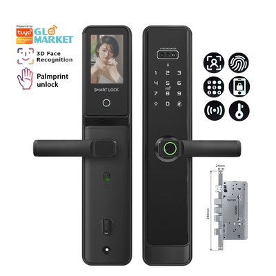 Glomarket Tuya Wifi Smart Lock Porta in legno in alluminio Riconoscimento facciale di impronte palmare impronte digitali digitali