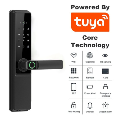 Glomarket Tuya Wifi Smart Door Lock con Cat Eye Digital Lock Porta digitale con impronte digitali Smart Home