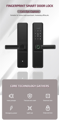 Glomarket Tuya Wifi Smart Door Lock con Cat Eye Digital Lock Porta digitale con impronte digitali Smart Home