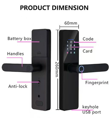 Glomarket Smart Cerradura Fechadura Digital Tuya Ttlock Lock Rfid Card Password Impressione digitale Smart Door Lock