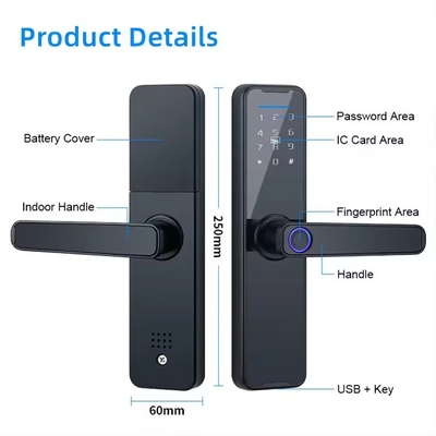 Glomarket Wifi Tuya Smart Door Lock In alluminio, impronte digitali, password, carta di credito, chiave, sblocco, biometrico, digitale, smart lock