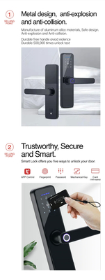 Glomarket Wifi Tuya Smart Door Lock In alluminio, impronte digitali, password, carta di credito, chiave, sblocco, biometrico, digitale, smart lock