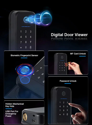 Glomarket Wifi Biometrica Tuya App elettronica Remote Smart Lock Smart Fingerprint Door Lock con Cat Eye