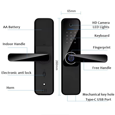 Glomarket Wifi Biometrica Tuya App elettronica Remote Smart Lock Smart Fingerprint Door Lock con Cat Eye