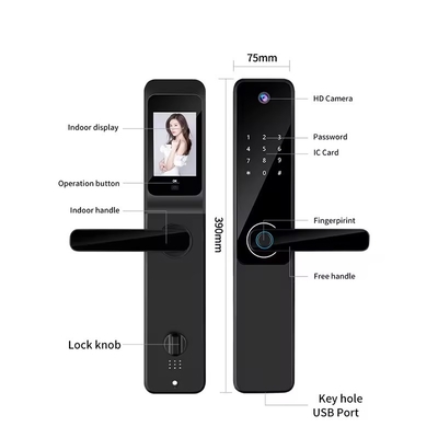Glomarket Tuya Wifi Impronta digitale Password Chiusura porta intelligente Remote Control Chiusura intelligente con fotocamera