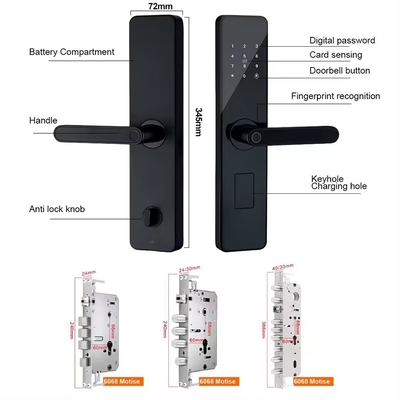 Glomarket Home Appartamento Tuya Smart WiFi Digital Door Lock Telefono APP Controllo remoto Sicurezza Impressione digitale Smart Door Lock
