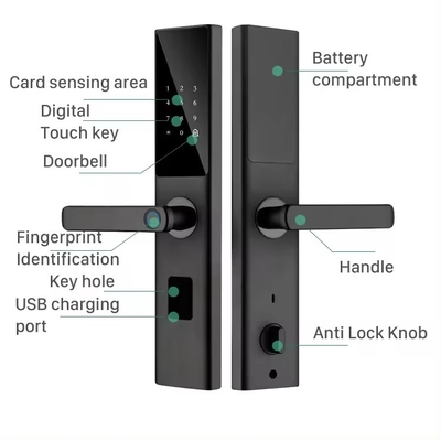 Glomarket Tuya Smart WiFi Digital Door Lock Code RFID IC Card Smartphone App Sblocco impronte digitali biometriche Smart Lock