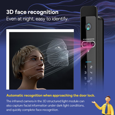 Glomarket Tuya 3d Face Cerradura Inteligente Automatica elettrica Wifi Camera Impressione digitale Smart Door Lock
