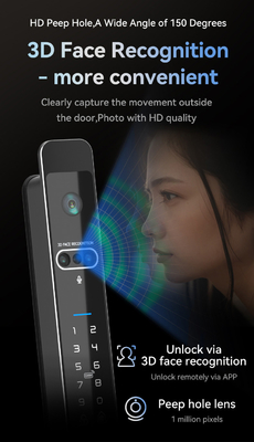 Glomarket Tuya 3d Face Cerradura Inteligente Automatica elettrica Wifi Camera Impressione digitale Smart Door Lock