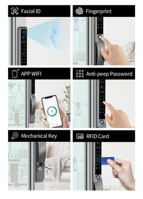 Glomarket Outdoor Electric Keyless 3D Facial Recognition Tuya Digital Password Card Door Lock Impermeabile Impressione digitale Serratura intelligente