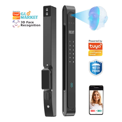 Glomarket Indoor Waterproof Ip68 Digital Electronic Tuya Smart Locks Fingerprint Aluminum Steel Sliding Glass Door Lock