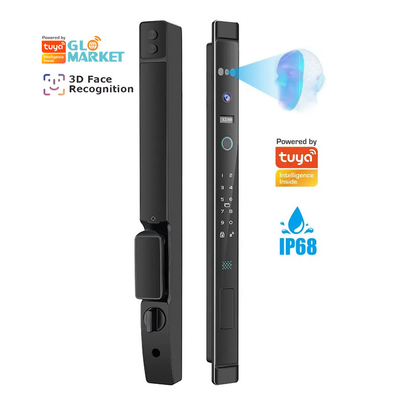 Glomarket Riconoscimento facciale 3D Tuya Wifi Aluminico Serratura porta scorrevole Impermeabile Impronta digitale intelligente Serratura porta in vetro
