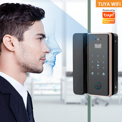 Glomarket Wifi Tuya App Remote Control Smart Fingerprint Glass Door Lock Card Password Face Unlock For Push Porta scorrevole