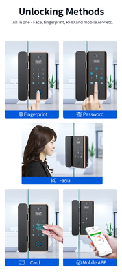 Glomarket Wifi Tuya App Remote Control Smart Fingerprint Glass Door Lock Card Password Face Unlock For Push Porta scorrevole