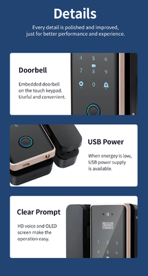 Glomarket Wifi Tuya App Remote Control Smart Fingerprint Glass Door Lock Card Password Face Unlock For Push Porta scorrevole