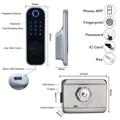 Appartamento Glomarket Tuya Smart Door Lock Antifurto Digital Password Ttlock App Control Gate Doppio Smart Rim Fingerprint Lock