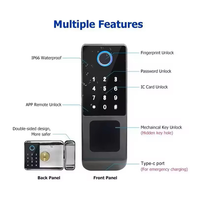 Glomarket Tuya Impermeabile Digitale TTLock Sblocco remoto Sblocco intelligente a doppia facciata con impronta digitale