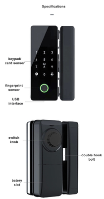 Glomarket Tuya Smart Glass Door Lock Biometric Fingerprint BLE Smart Electronic Lock Per ufficio Porta di vetro