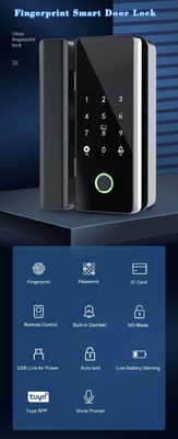 Glomarket Tuya Smart Glass Door Lock Biometric Fingerprint BLE Smart Electronic Lock Per ufficio Porta di vetro