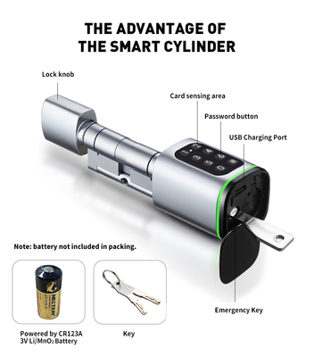 Glomarket Tuya Ttlock Smart Digital Keyless Door Lock Cylinder Combinazione Password &amp; Card Serratura elettronica Silindri di serratura intelligente