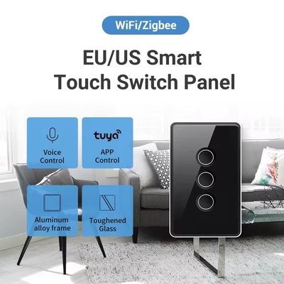 Glomarket Tuya Zigbee/wifi EU vetro temperato bottone concavo touch switch 1/2/3/4 Gang Wifi Wall Switch funziona con Google Alexa