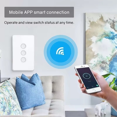 Tuya US Wifi /Zigbee Tempered Glass Concave Button Touch Light Switch 1/2/3/4 Gang Wifi Switch a parete