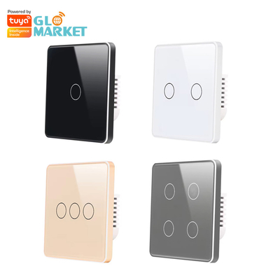 Glomarket Smart UE/UK 1-4Gang Wall Switch WIFI/Zigbee Glass Panel Light Switch Tuya Smart Switch con Google Alexa
