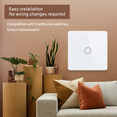 Glomarket Smart UE/UK 1-4Gang Wall Switch WIFI/Zigbee Glass Panel Light Switch Tuya Smart Switch con Google Alexa