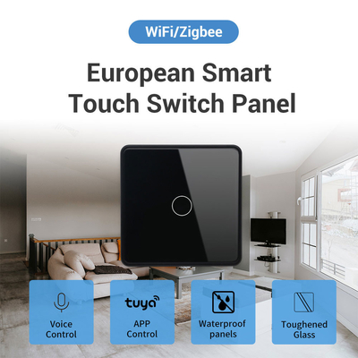 Glomarket Smart UE/UK 1-4Gang Wall Switch WIFI/Zigbee Glass Panel Light Switch Tuya Smart Switch con Google Alexa