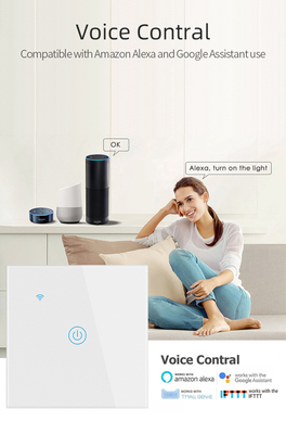 Glomarket UE 1/2/3/4 Gang Tuya Smart Switch Light Alexa Controllo vocale Touch Glass Wall Wireless Wi-Fi Switch elettrico
