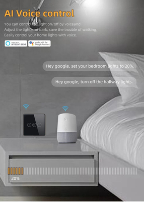 Luce senza fili di Wi-Fi del regolatore della luminosità del commutatore di Crystal Panel Touch Wall Smart di vetro del commutatore astuto di Glomarket Tuya Wifi per lo Smart Home