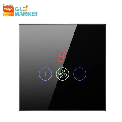 Glomarket Tuya Smart Wi-Fi Ceiling Fan Switch Eu Standard Glass Touch Wall App Controllo remoto Commutatore di velocità elettrico del ventilatore