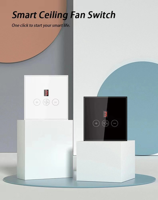 Glomarket Tuya Smart Wi-Fi Ceiling Fan Switch Eu Standard Glass Touch Wall App Controllo remoto Commutatore di velocità elettrico del ventilatore