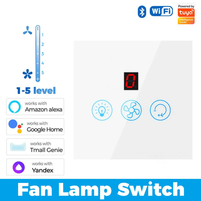 Glomarket Tuya Wifi Fan Light Switch Touch 3 in 1 Switch 5 velocità regolazione soffitto Fan Switch For Alexa Google Home