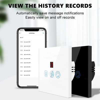 Glomarket Tuya Wifi Fan Light Switch Touch 3 in 1 Switch 5 velocità regolazione soffitto Fan Switch For Alexa Google Home