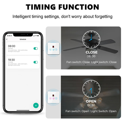 Glomarket Tuya Wifi Fan Light Switch Touch 3 in 1 Switch 5 velocità regolazione soffitto Fan Switch For Alexa Google Home
