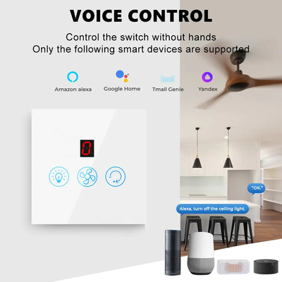 Glomarket Tuya Wifi Fan Light Switch Touch 3 in 1 Switch 5 velocità regolazione soffitto Fan Switch For Alexa Google Home